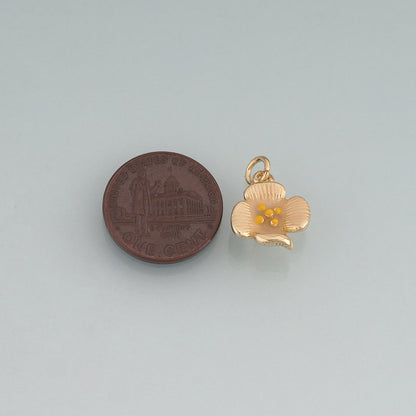 18K Gold Filled Enamel Flower Charm Pendant for Jewelry Making
