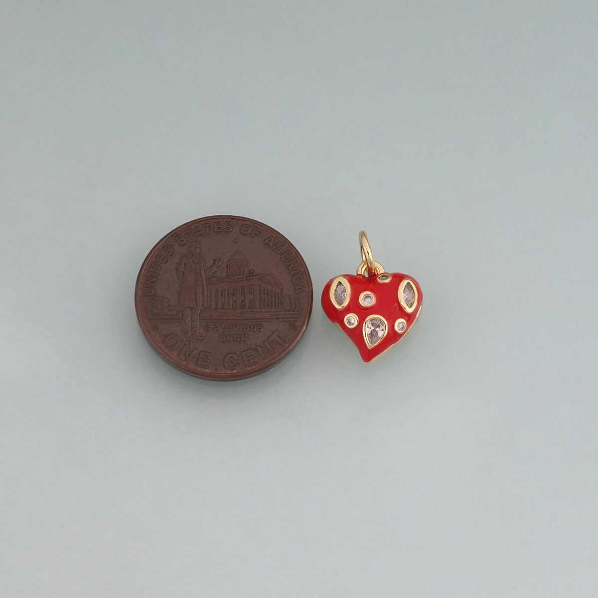 18K Gold Filled Enamel Heart Pendant,Love Charm Bracelet Necklace for DIY Jewelry Making Supply