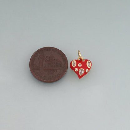18K Gold Filled Enamel Heart Pendant,Love Charm Bracelet Necklace for DIY Jewelry Making Supply