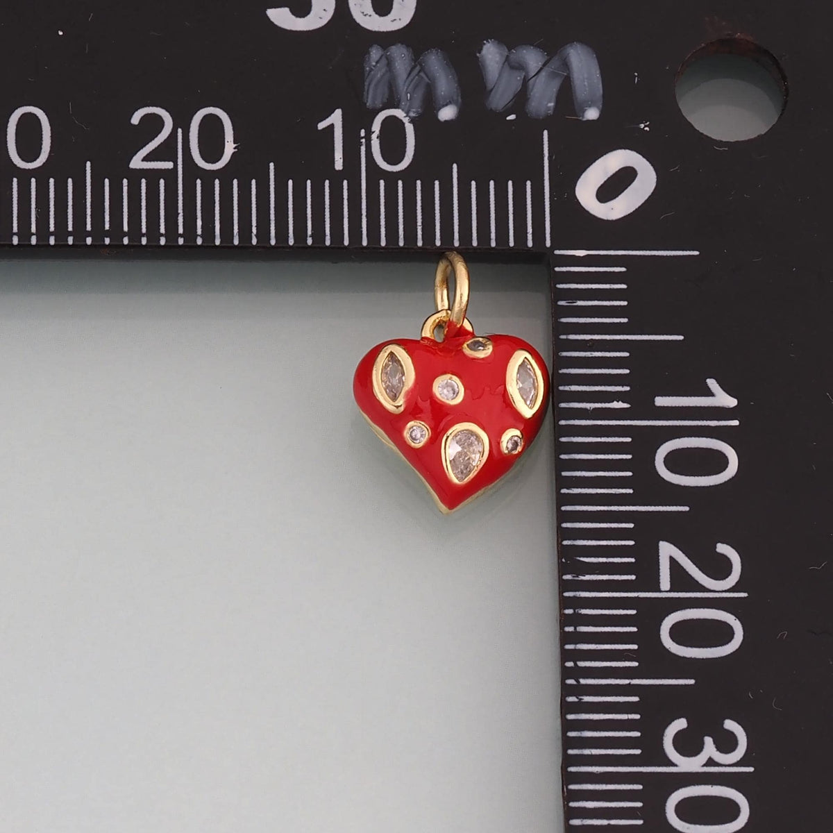 18K Gold Filled Enamel Heart Pendant,Love Charm Bracelet Necklace for DIY Jewelry Making Supply