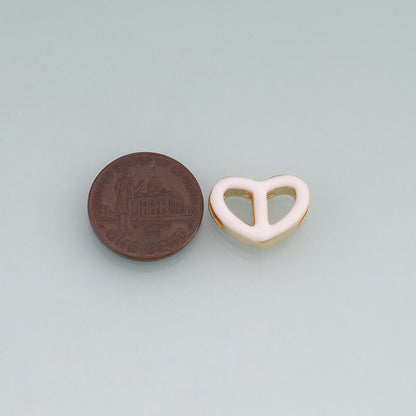 18K Gold Filled Enamel Heart Connector ,Minimalist Connector Charm Bracelet Necklace for DIY Jewelry Making Supply