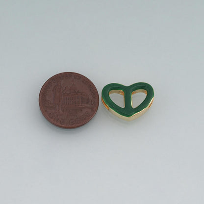 18K Gold Filled Enamel Heart Connector ,Minimalist Connector Charm Bracelet Necklace for DIY Jewelry Making Supply