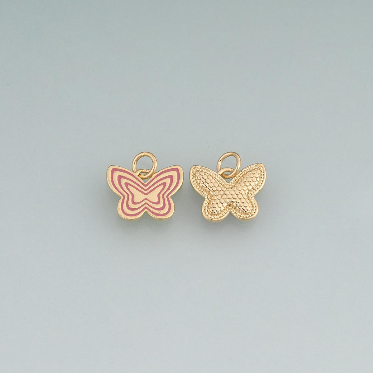 18K Gold Filled Enamel Butterfly Pendant,Minimalist Charm Bracelet Necklace for DIY Jewelry Making Supply