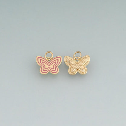 18K Gold Filled Enamel Butterfly Pendant,Minimalist Charm Bracelet Necklace for DIY Jewelry Making Supply