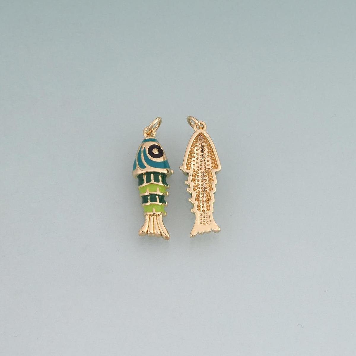 18K Gold Filled Enamel Tropical Fish Pendant,Cute Ocean Animal Charm Bracelet Necklace for DIY Jewelry Making Supply