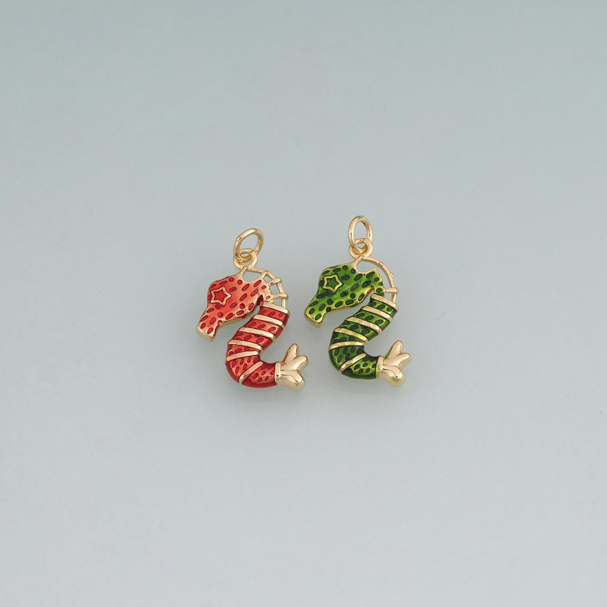 18K Gold Filled Enamel Seahorse Pendant,Sea Life Charm Bracelet Necklace for DIY Jewelry Making Supply