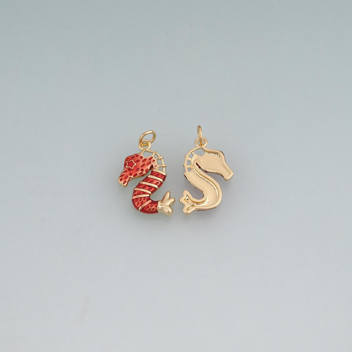 18K Gold Filled Enamel Seahorse Pendant,Sea Life Charm Bracelet Necklace for DIY Jewelry Making Supply