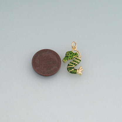 18K Gold Filled Enamel Seahorse Pendant,Sea Life Charm Bracelet Necklace for DIY Jewelry Making Supply