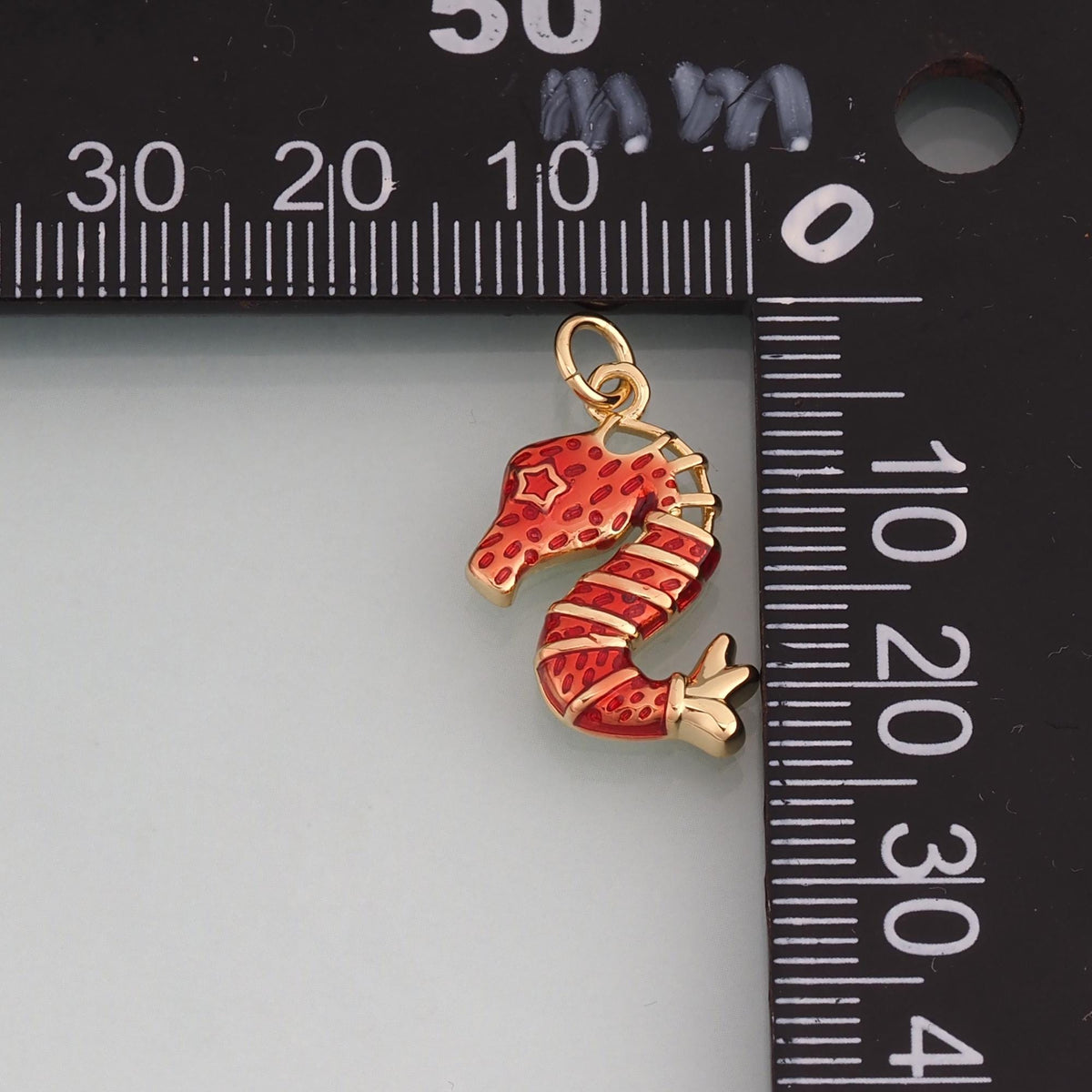 18K Gold Filled Enamel Seahorse Pendant,Sea Life Charm Bracelet Necklace for DIY Jewelry Making Supply