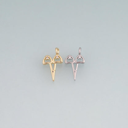 18K Gold Filled CZ Scissors Pendant,Minimalist Charm Bracelet Necklace for DIY Jewelry Making Supply
