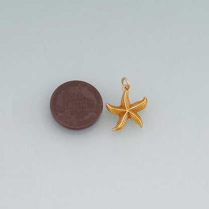 18K Gold Filled Enamel Starfish Pendant,Sea Life Charm Bracelet Necklace for DIY Jewelry Making Supply