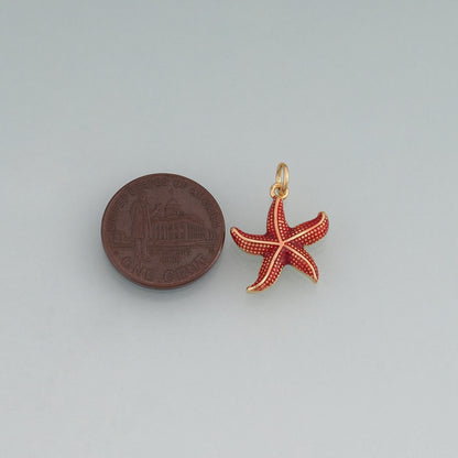 18K Gold Filled Enamel Starfish Pendant,Sea Life Charm Bracelet Necklace for DIY Jewelry Making Supply