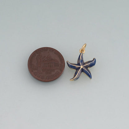 18K Gold Filled Enamel Starfish Pendant,Sea Life Charm Bracelet Necklace for DIY Jewelry Making Supply