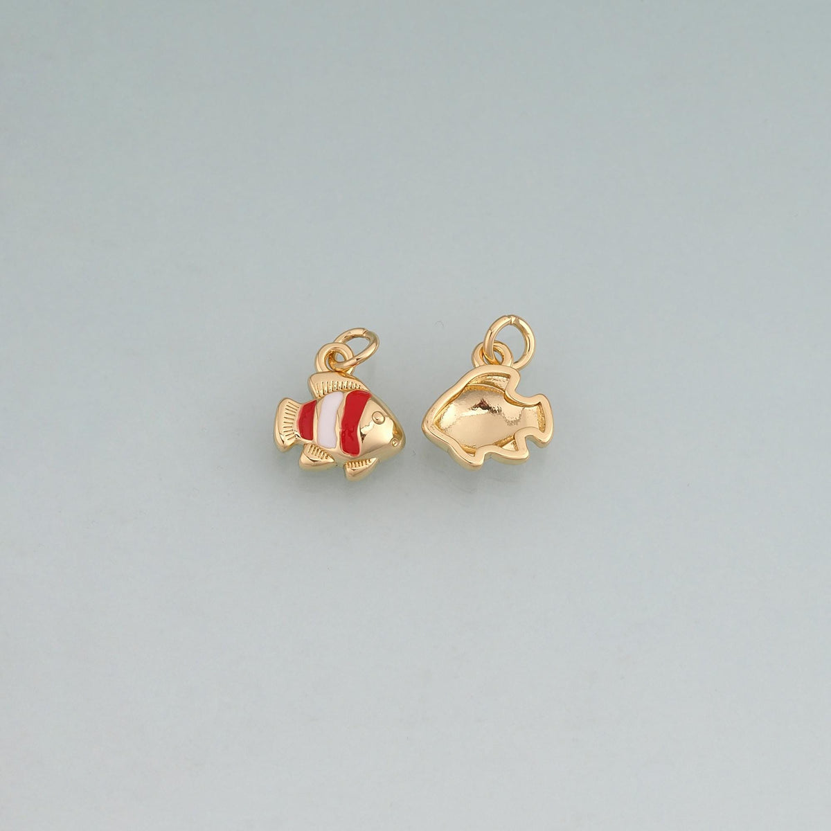 18K Gold Filled Enamel Clownfish Pendant,Sea Life Charm Bracelet Necklace for DIY Jewelry Making Supply