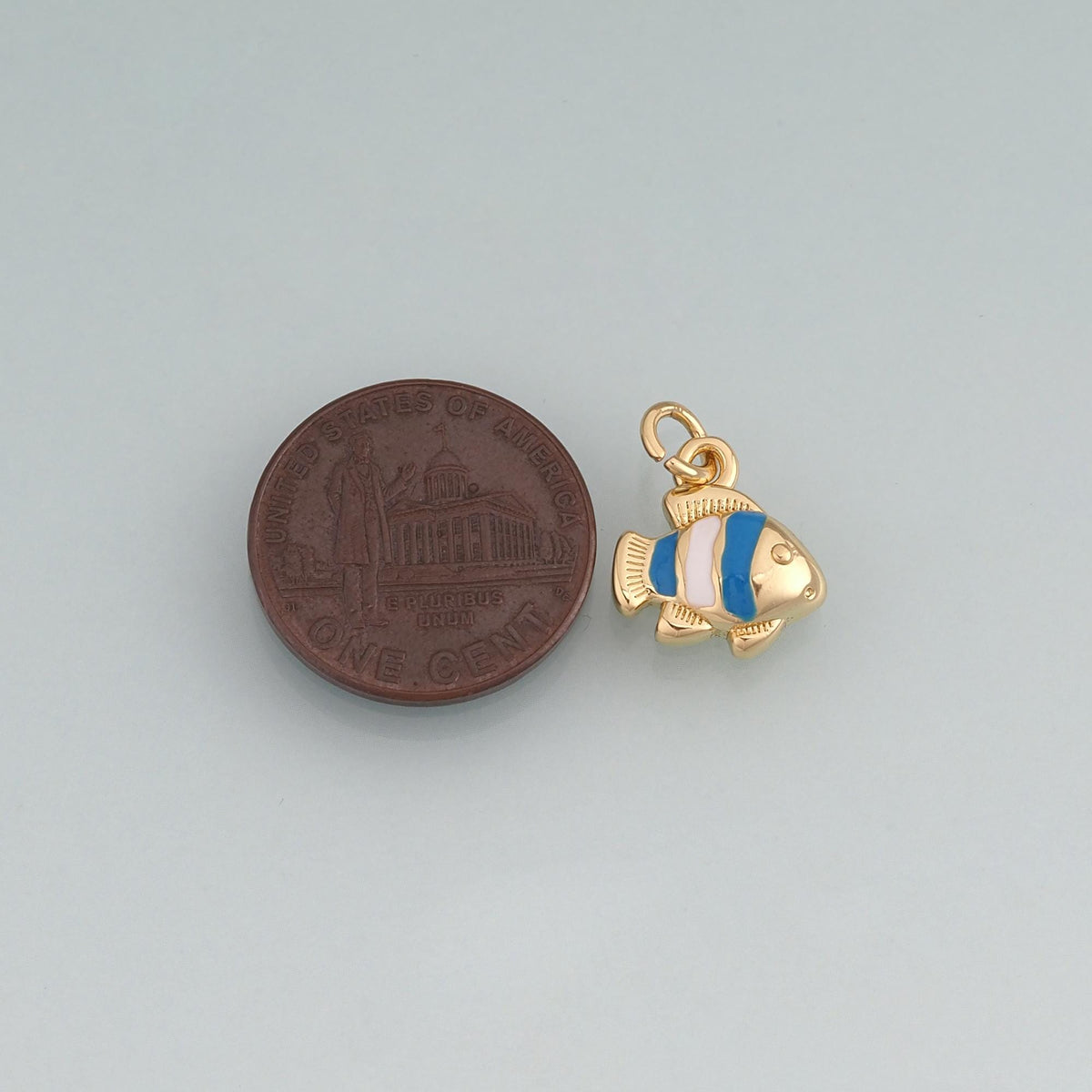 18K Gold Filled Enamel Clownfish Pendant,Sea Life Charm Bracelet Necklace for DIY Jewelry Making Supply