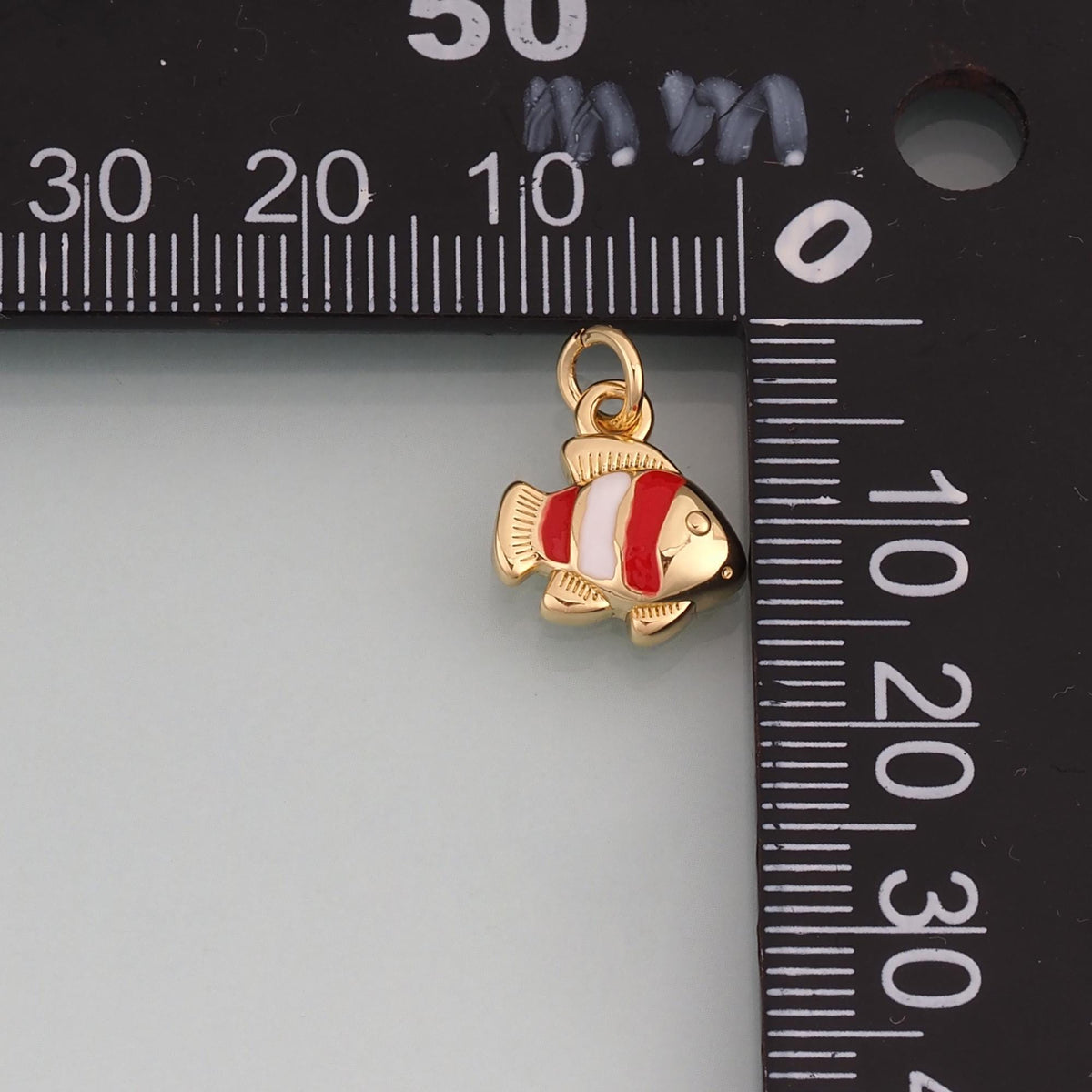 18K Gold Filled Enamel Clownfish Pendant,Sea Life Charm Bracelet Necklace for DIY Jewelry Making Supply