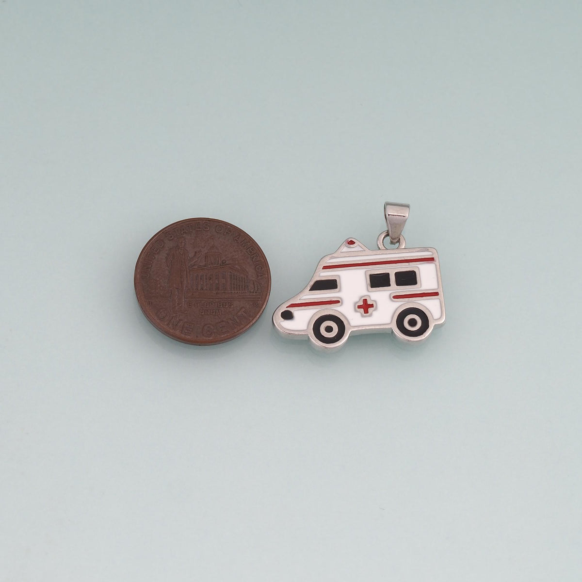 18K Gold Filled Enamel Ambulance Pendant,Medical Charm Bracelet Necklace for DIY Jewelry Making Supply