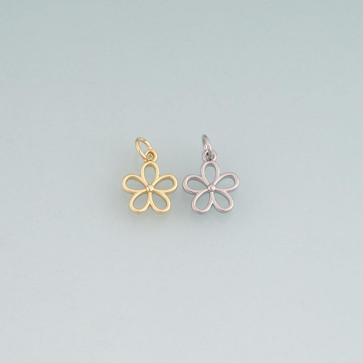 18K Gold Filled Flower Pendant,Minimalist Charm Bracelet Necklace for DIY Jewelry Making Supply