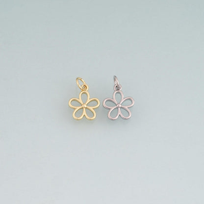 18K Gold Filled Flower Pendant,Minimalist Charm Bracelet Necklace for DIY Jewelry Making Supply