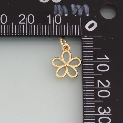 18K Gold Filled Flower Pendant,Minimalist Charm Bracelet Necklace for DIY Jewelry Making Supply