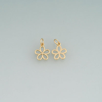 18K Gold Filled Flower Pendant,Minimalist Charm Bracelet Necklace for DIY Jewelry Making Supply