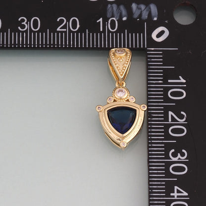 18K Gold Filled Crystal Shield Pendant,Vintage Charm Bracelet Necklace for DIY Jewelry Making Supply