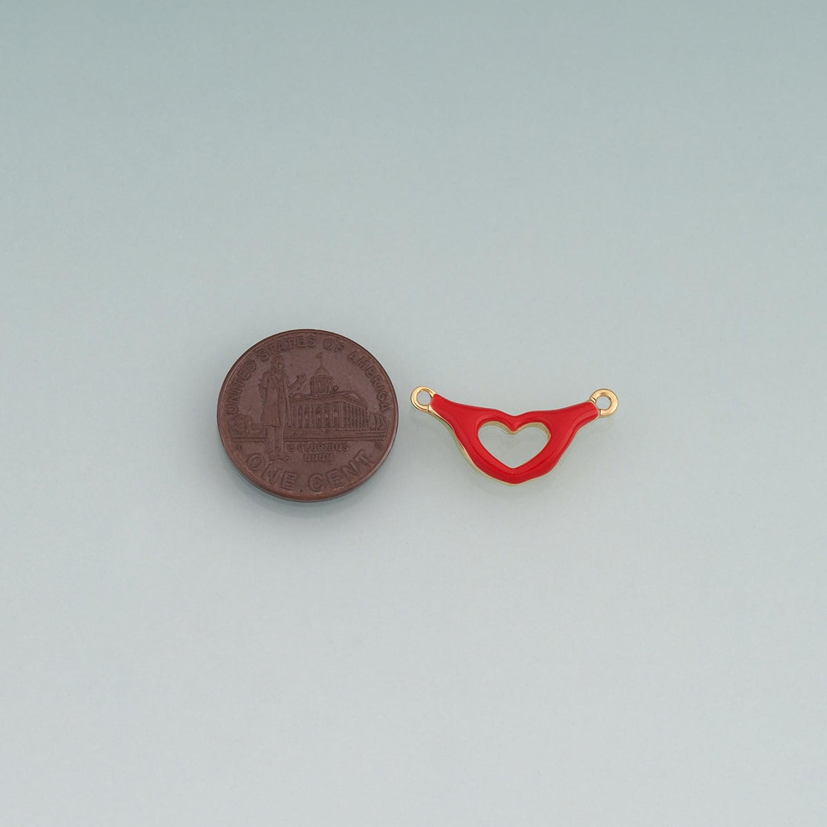 18K Gold Filled Enamel Heart Gesture Connector Pendant,Heart Connector Charm Bracelet Necklace for DIY Jewelry Making Supply