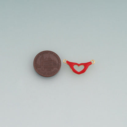 18K Gold Filled Enamel Heart Gesture Connector Pendant,Heart Connector Charm Bracelet Necklace for DIY Jewelry Making Supply