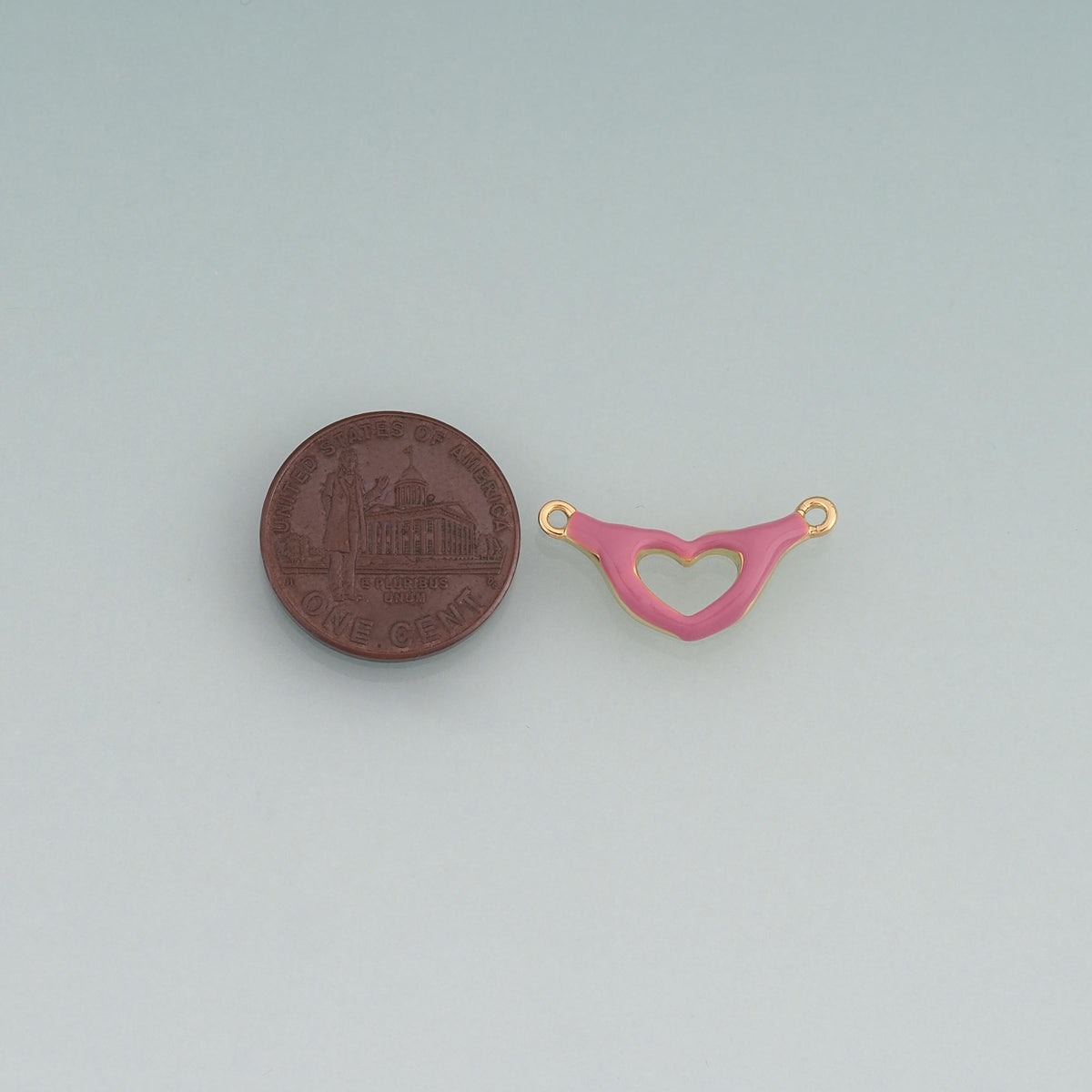 18K Gold Filled Enamel Heart Gesture Connector Pendant,Heart Connector Charm Bracelet Necklace for DIY Jewelry Making Supply