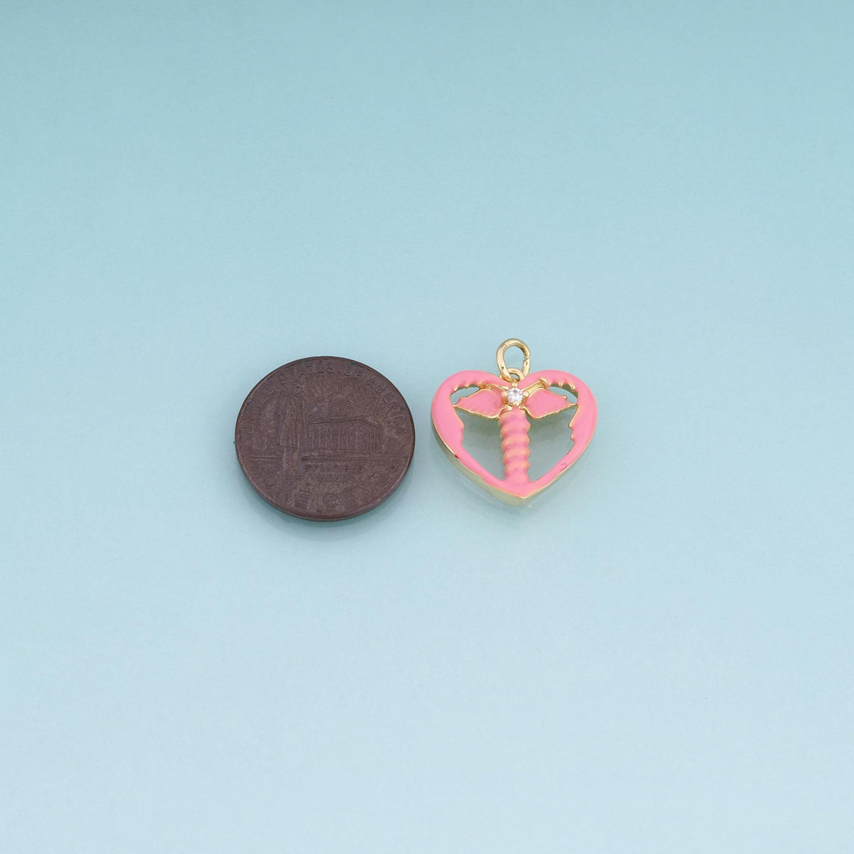 18K Gold Filled Enamel Cutout Heart Pendant,Heart Charm Bracelet Necklace for DIY Jewelry Making Supply