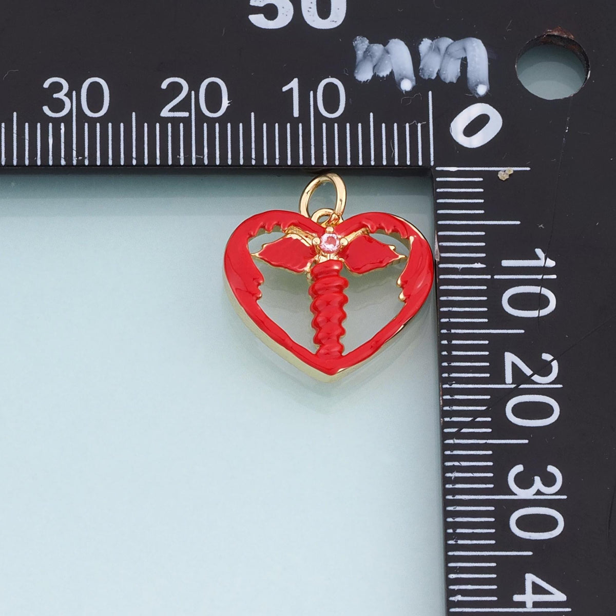 18K Gold Filled Enamel Cutout Heart Pendant,Heart Charm Bracelet Necklace for DIY Jewelry Making Supply