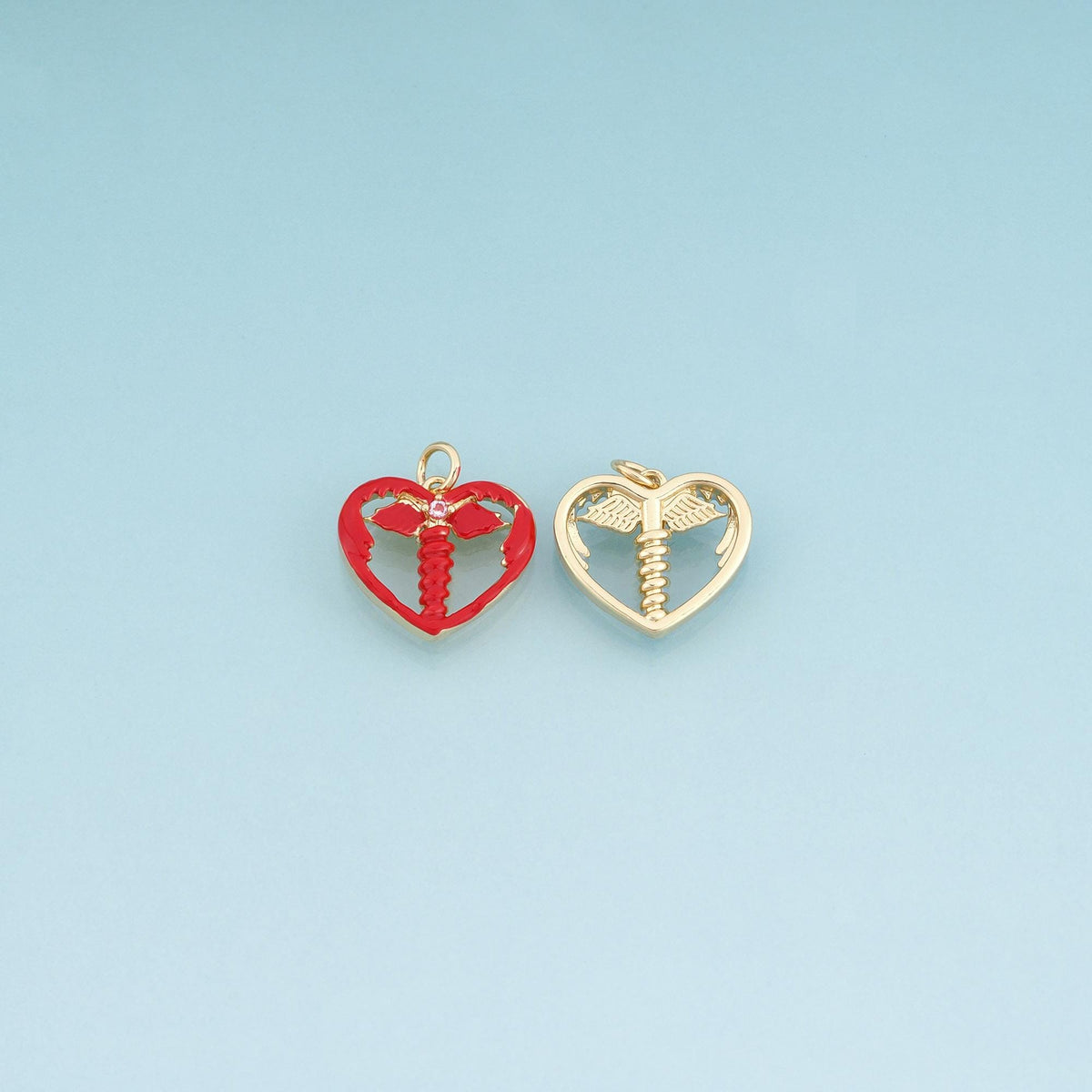 18K Gold Filled Enamel Cutout Heart Pendant,Heart Charm Bracelet Necklace for DIY Jewelry Making Supply