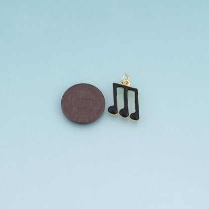 18K Gold Filled Enamel Note Pendant,Musical Score Bracelet Necklace for DIY Jewelry Making Supply