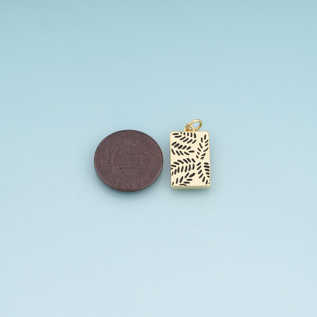 18K Gold Filled Enamel Rectangle Pendant,Leaf Charm Bracelet Necklace for DIY Jewelry Making Supply