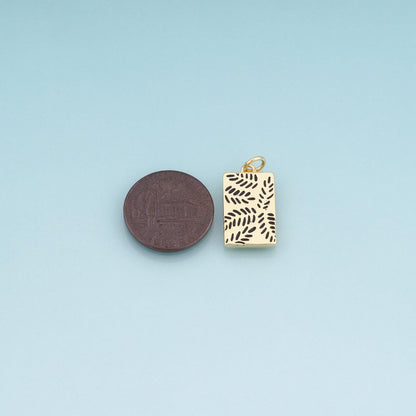18K Gold Filled Enamel Rectangle Pendant,Leaf Charm Bracelet Necklace for DIY Jewelry Making Supply