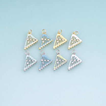 18K Gold Filled Enamel Triangular Harp Pendant,Musical Instruments Charm Bracelet Necklace for DIY Jewelry Making Supply