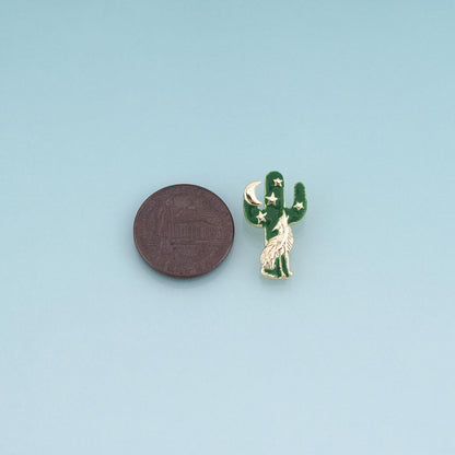 18K Gold Filled Enamel Cactus Pendant, Desert Animal Charm Bracelet Necklace for DIY Jewelry Making Supply