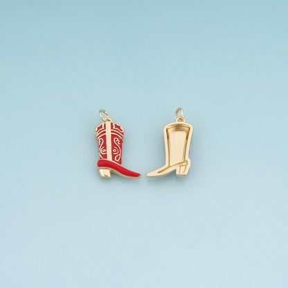 18K Gold Filled Enamel Boots Pendant,Western Style Charm Bracelet Necklace for DIY Jewelry Making Supply