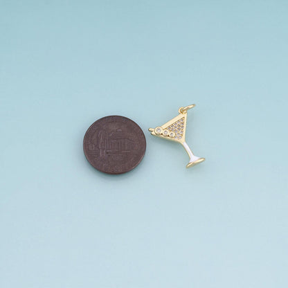 18K Gold Filled Cubic Zirconia Charm Pendant for Jewelry Making