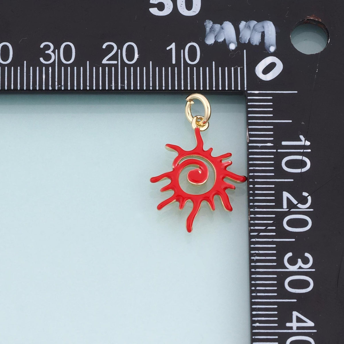 18K Gold Filled Enamel Sun Swirl Pendant,Celestial Charm Bracelet Necklace for DIY Jewelry Making Supply