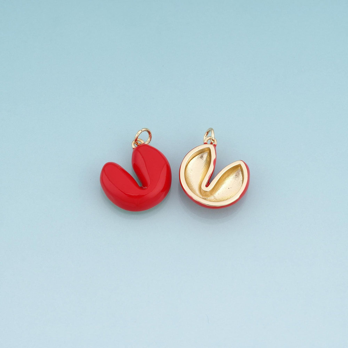 18K Gold Filled Enamel Fortune Cookie Pendant,Good Luck Charm Bracelet Necklace for DIY Jewelry Making Supply
