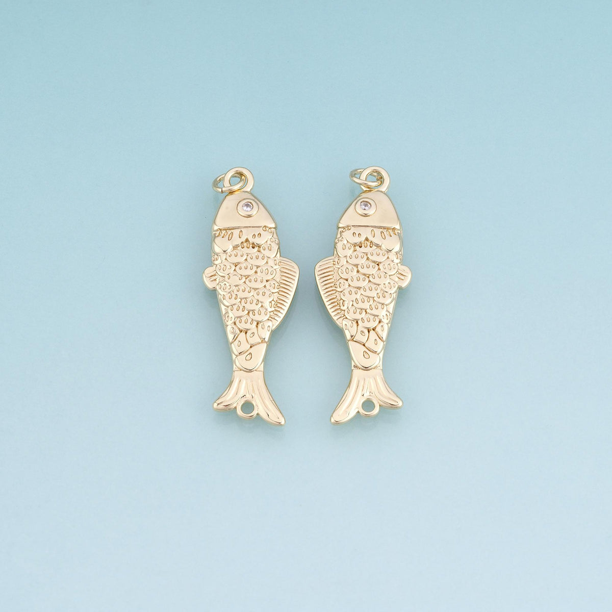 18K Gold Filled Fish Connector,Minimalist Charm Bracelet Necklace for DIY Jewelry Making Supply