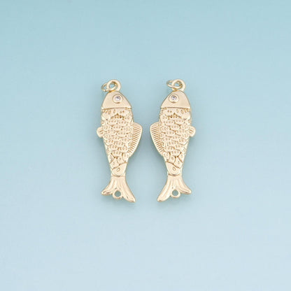18K Gold Filled Fish Connector,Minimalist Charm Bracelet Necklace for DIY Jewelry Making Supply