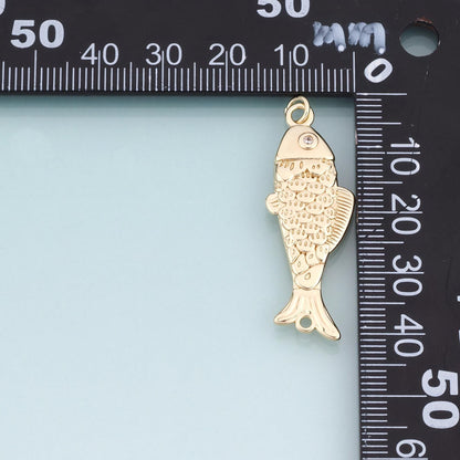 18K Gold Filled Fish Connector,Minimalist Charm Bracelet Necklace for DIY Jewelry Making Supply