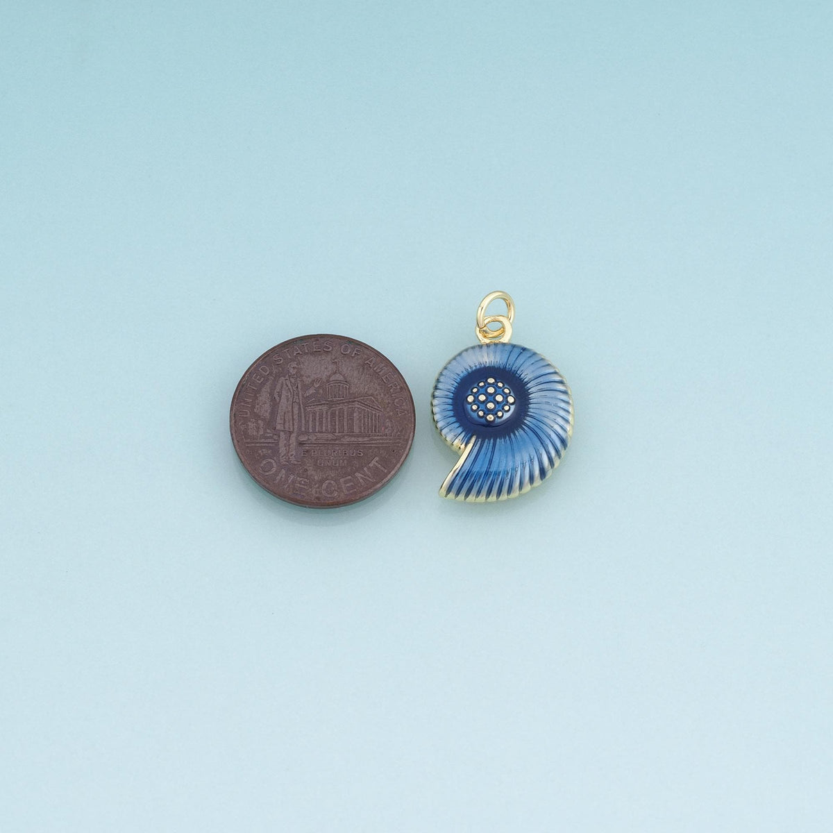 18K Gold Filled Enamel Nautilus Pendant,Ocean Beach Charm Bracelet Necklace for DIY Jewelry Making Supply