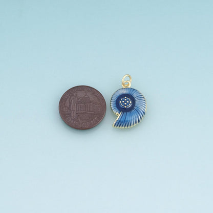 18K Gold Filled Enamel Nautilus Pendant,Ocean Beach Charm Bracelet Necklace for DIY Jewelry Making Supply