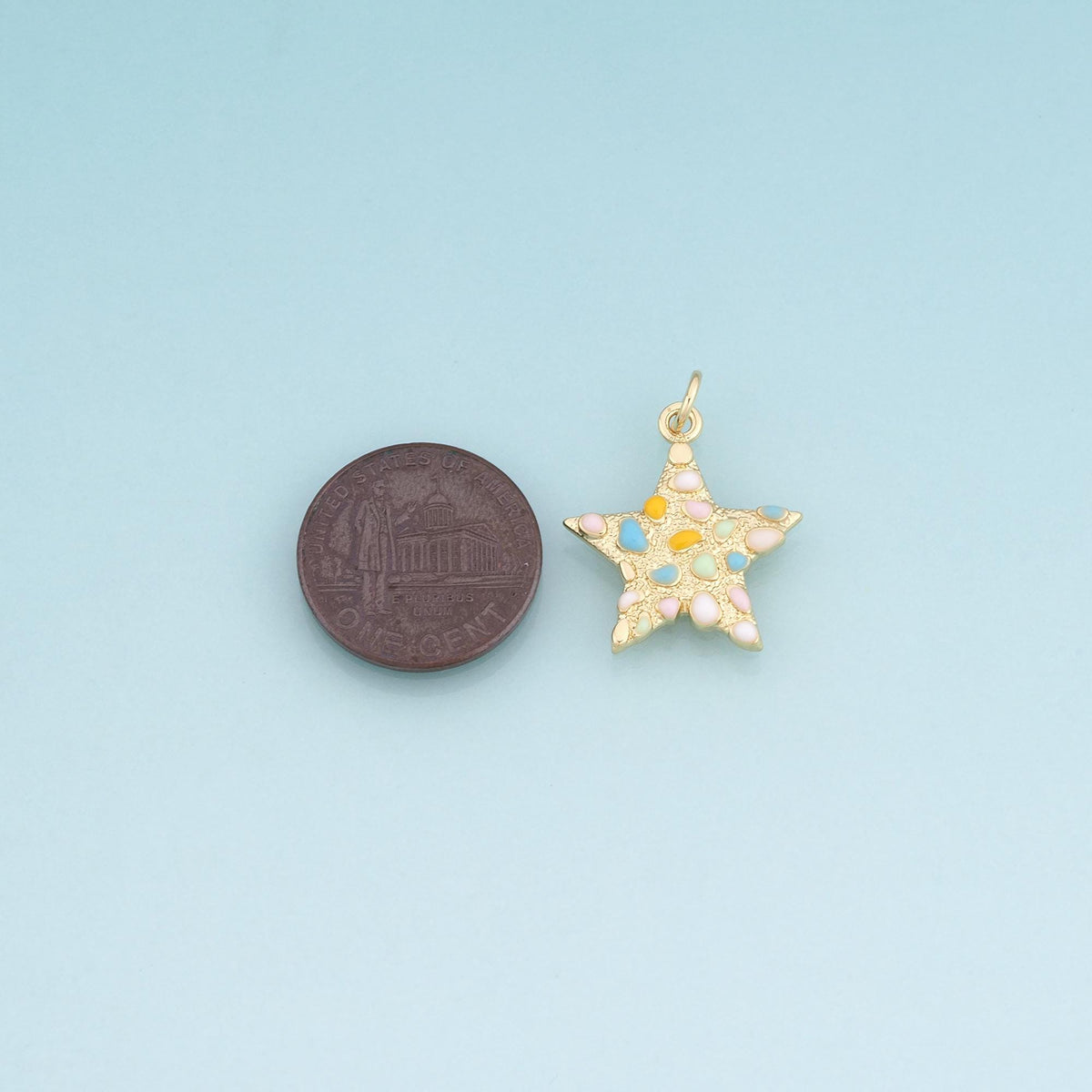 18K Gold Filled Enamel Starfish Pendant,Ocean Beach Charm Bracelet Necklace for DIY Jewelry Making Supply