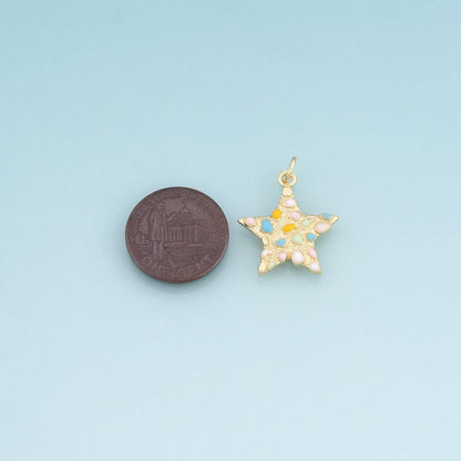 18K Gold Filled Enamel Starfish Pendant,Ocean Beach Charm Bracelet Necklace for DIY Jewelry Making Supply