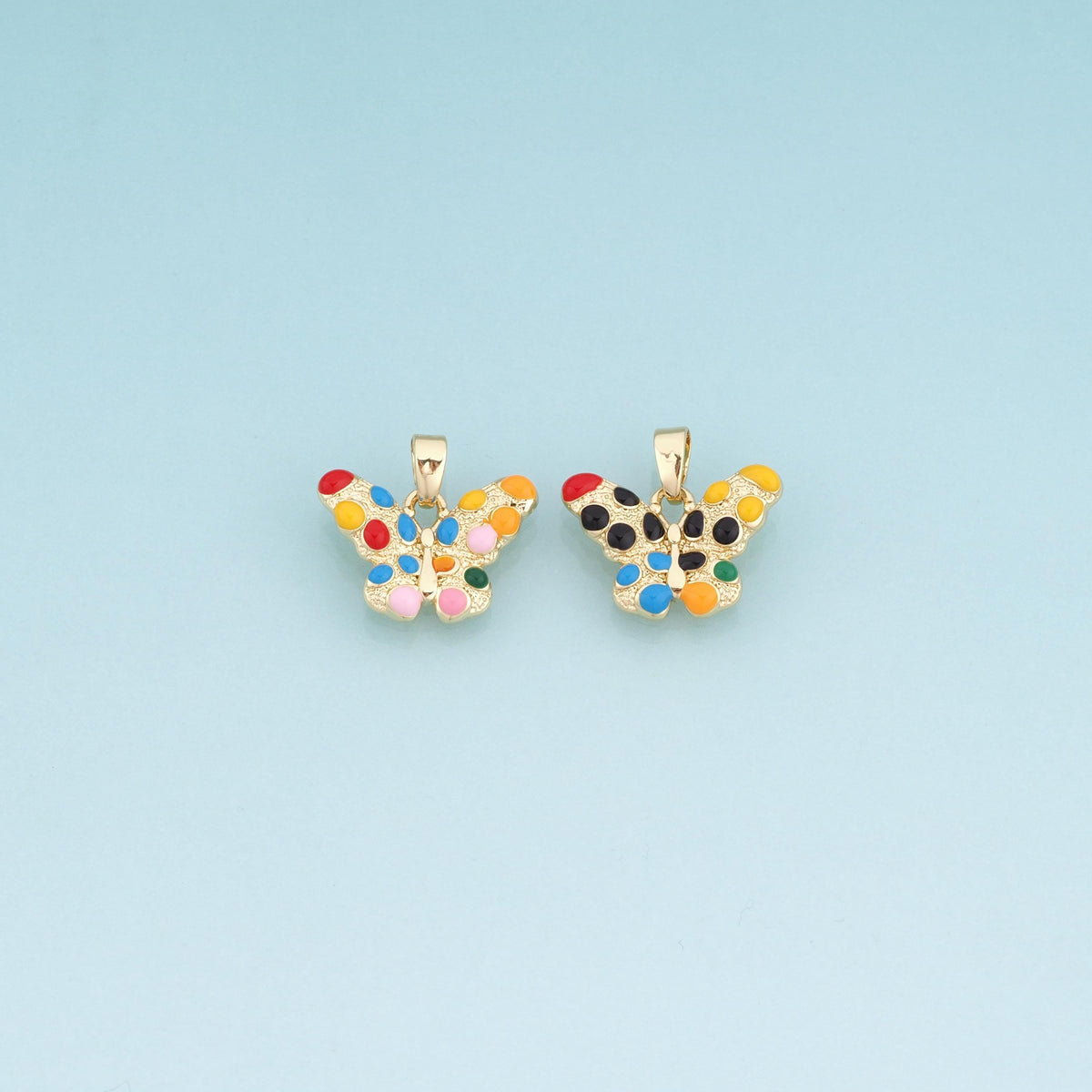 18K Gold Filled Enamel Butterfly Pendant,Exquisite Charm Bracelet Necklace for DIY Jewelry Making Supply
