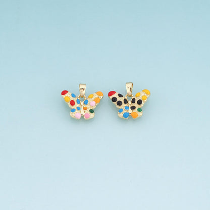 18K Gold Filled Enamel Butterfly Pendant,Exquisite Charm Bracelet Necklace for DIY Jewelry Making Supply